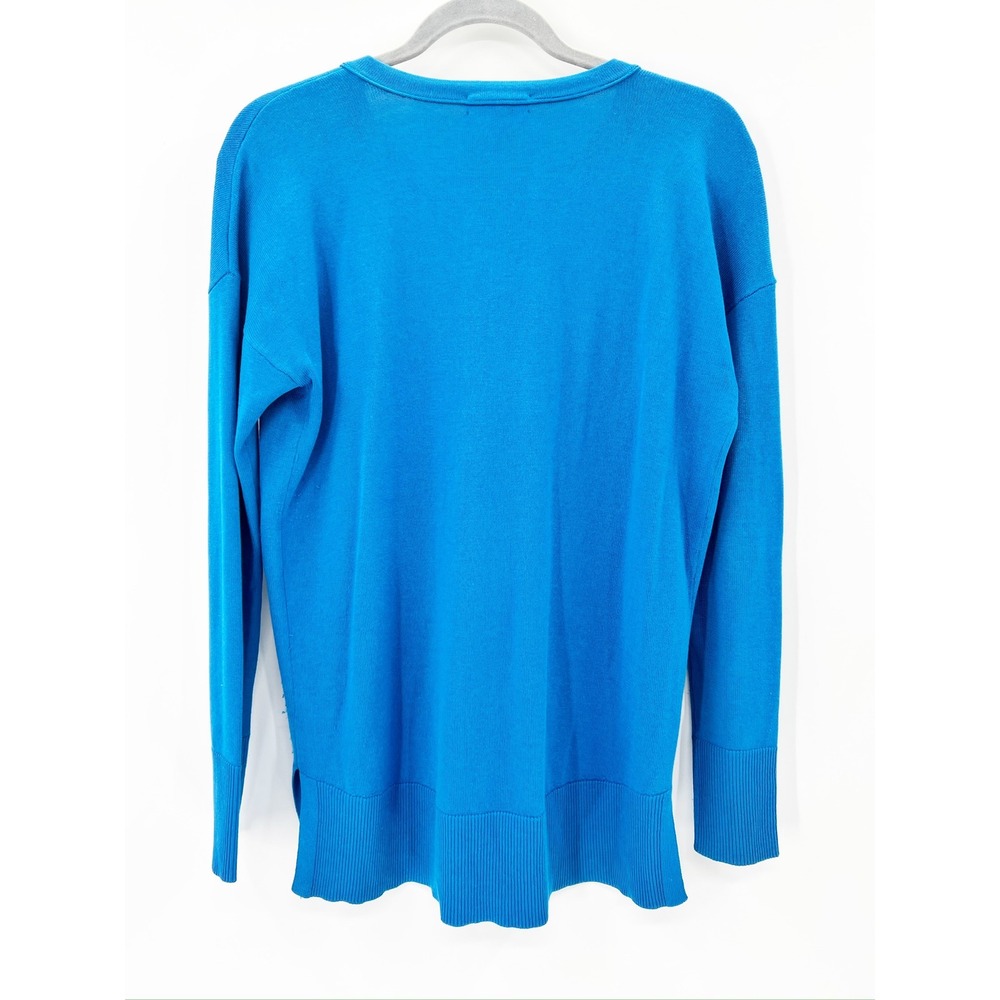 Saks Fifth Avenue Silk Cashmere Lace Up Sweater Turquoise Blue Womens Small - Picture 2 of 4